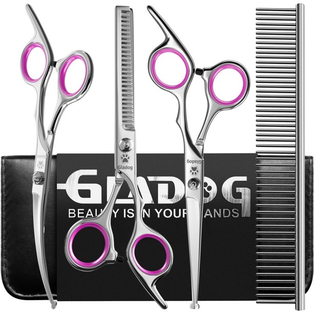 Set de tijeras de peluquería canina GLADOG Professional 5 en 1, color rojo