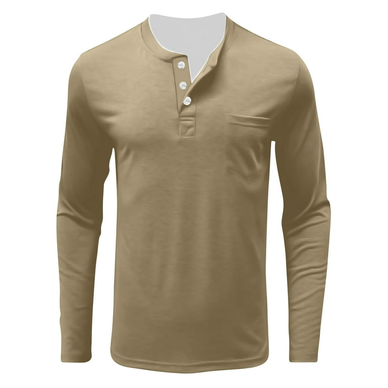 DDAPJ pyju Men's Henley Shirt Long Sleeve Basic Button T-shirt