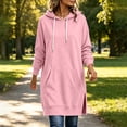 thumbnail image 2 of Kezqiaxn Womens Hoodie Fashion Solid Color Side Slit Casual Long Sweatshirts Long Sleeve Drawstring Pullover Tops with Pockets, 2 of 7