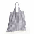 thumbnail image 2 of Geometric Reusable Portable Bag, Abstract Chain Shapes in Vertical Design on Plain Background, Fabric Market Bag Sturdy Easy to Clean Foldable Slim Design, Indigo Taupe Grey and White, by Ambesonne, 2 of 4