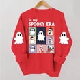 thumbnail image 3 of Spooky Season Sweatshirt Womens Ghost Graphic Pullover Crew Neck Long Sleeve Loose Fit Casual Fall Tops Ribbed Cuffs and Hem Cute Halloween Long Sleeve Sweatshirt, 3 of 7