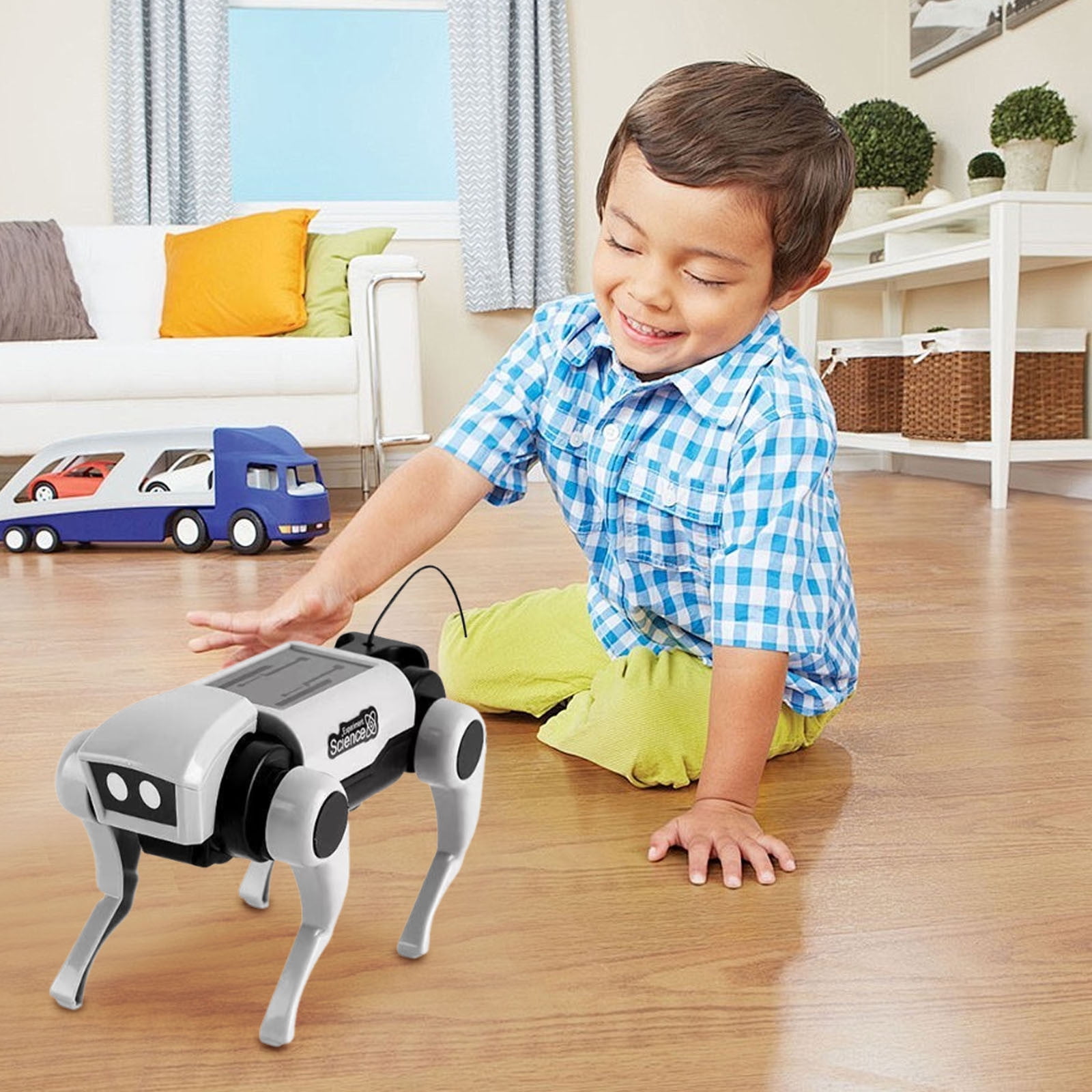 YUNAFFT Electric Remote Control Robot Dog RC Mechanical Animal Vehicle Electronic Pets, DIY Installation, Dog Cat 2 Heads, Birthday Gifts