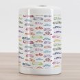 thumbnail image 2 of Cars Ceramic Toothbrush Holder, Various Types of Vehicles Bus Truck Garbage Truck Sports Car Vibrant Colored Design, Decorative Versatile Countertop for Bathroom, 4.5" X 2.7", Multicolor, 2 of 4