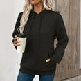 thumbnail image 3 of Women's Drawstring Hoodies with Pocket Flower Textured Pattern Hooded Sweatshirts Pullover Solid Long Sleeve Tops (L, Black), 3 of 6