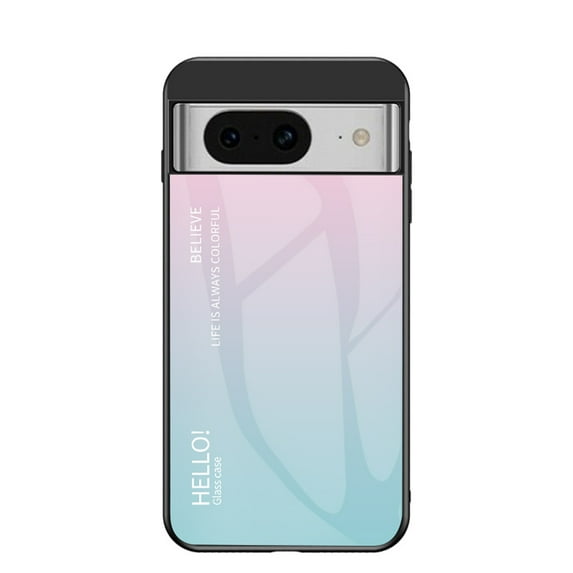 Nalacover Case for Google Pixel 8 Gradient Colored Tempered Glass Cover, Micro-Frosted Frame Shockproof Anti-Scratches Lens Protection Folding Case for Google Pixel 8, Pink