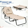 thumbnail image 2 of Gymax 5-Position Lounge Chair Adjustable Beach Chaise w/ Face Cavity & Pillows Beige, 2 of 10