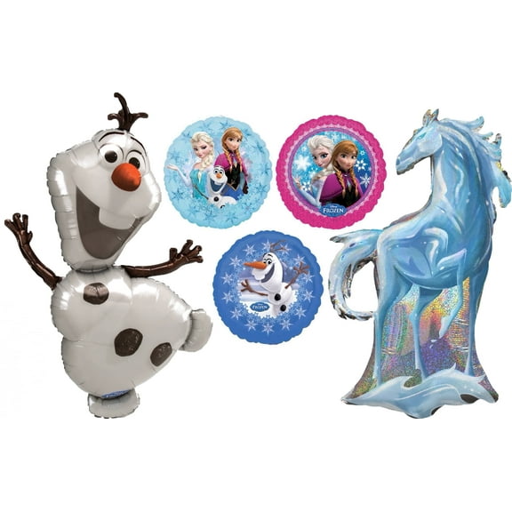 Anagram Frozen Olaf Nokk Elsa and Anna Birthday Party Supplies 5pc Balloon Decorations