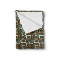 thumbnail image 2 of Geometric Soft Flannel Fleece Throw Blanket, Retro Inspired Grunge Style Funky Image in Repetitive Pattern, Cozy Plush for Indoor and Outdoor Use, 60" x 80", Dark Cocoa Sky Blue, by Ambesonne, 2 of 5