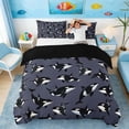 thumbnail image 3 of Manfei Cartoon Orca Dark Gray Duvet Cover Set for Kids Boys and Girls, Nautical Marine Print Bedding Full, Black Reversible 3-Piece, 1 Duvet Cover and 2 Pillowcases, 3 of 7