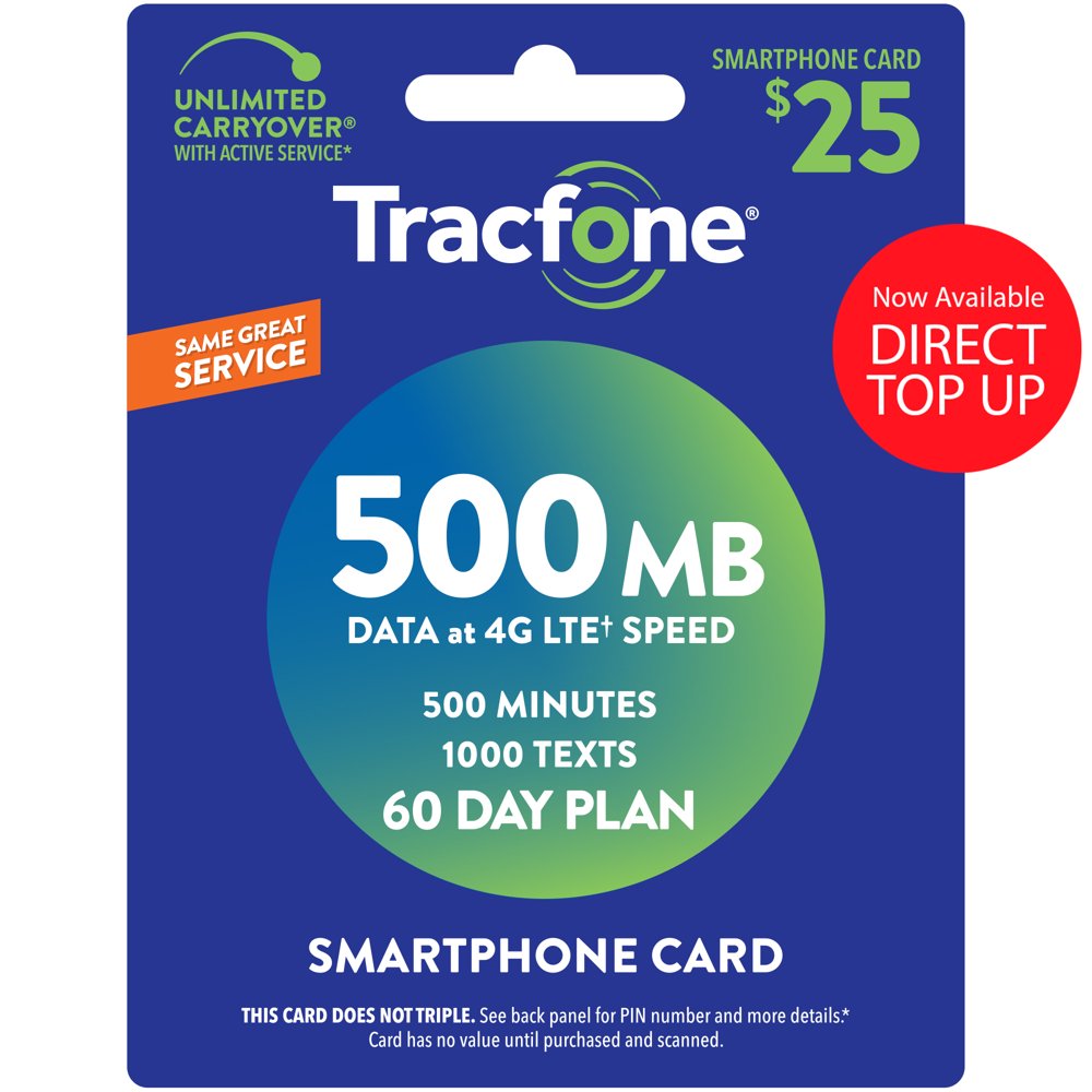 Tracfone 25 Smartphone 30Day Plan Direct Top Up