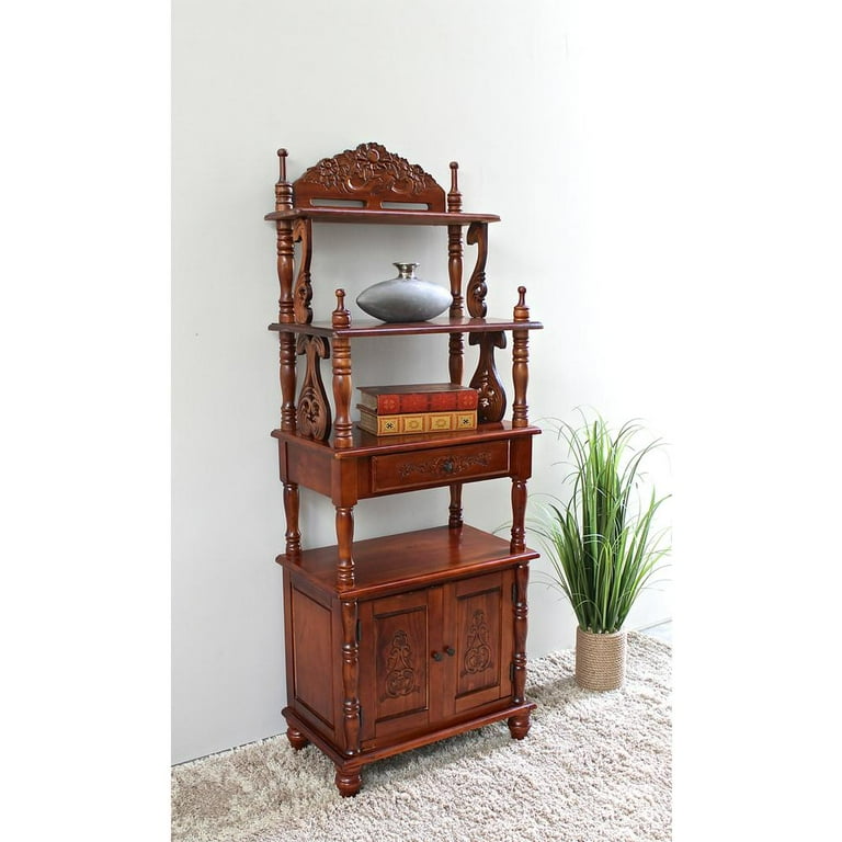 International Caravan Carved Wood 1 Drawer/2 Door Bookshelf International Caravan Carved Wood 1 Drawer/2 Door Bookshelf