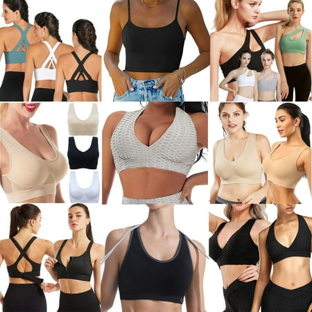 

LUXIF Sports Bra for Women Padded Bra Yoga Crop Tank Tops Fitness Workout Running Top Pack of 3