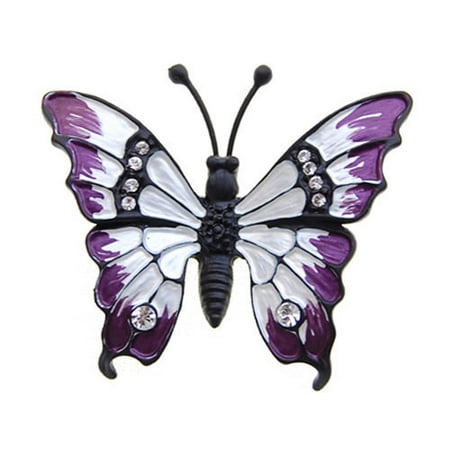 Austrian Crystal Dragonfly Pin - Purple Painted Butterfly Clear Crystal Rhinestone Pin Fashionable Jewelry Brooch