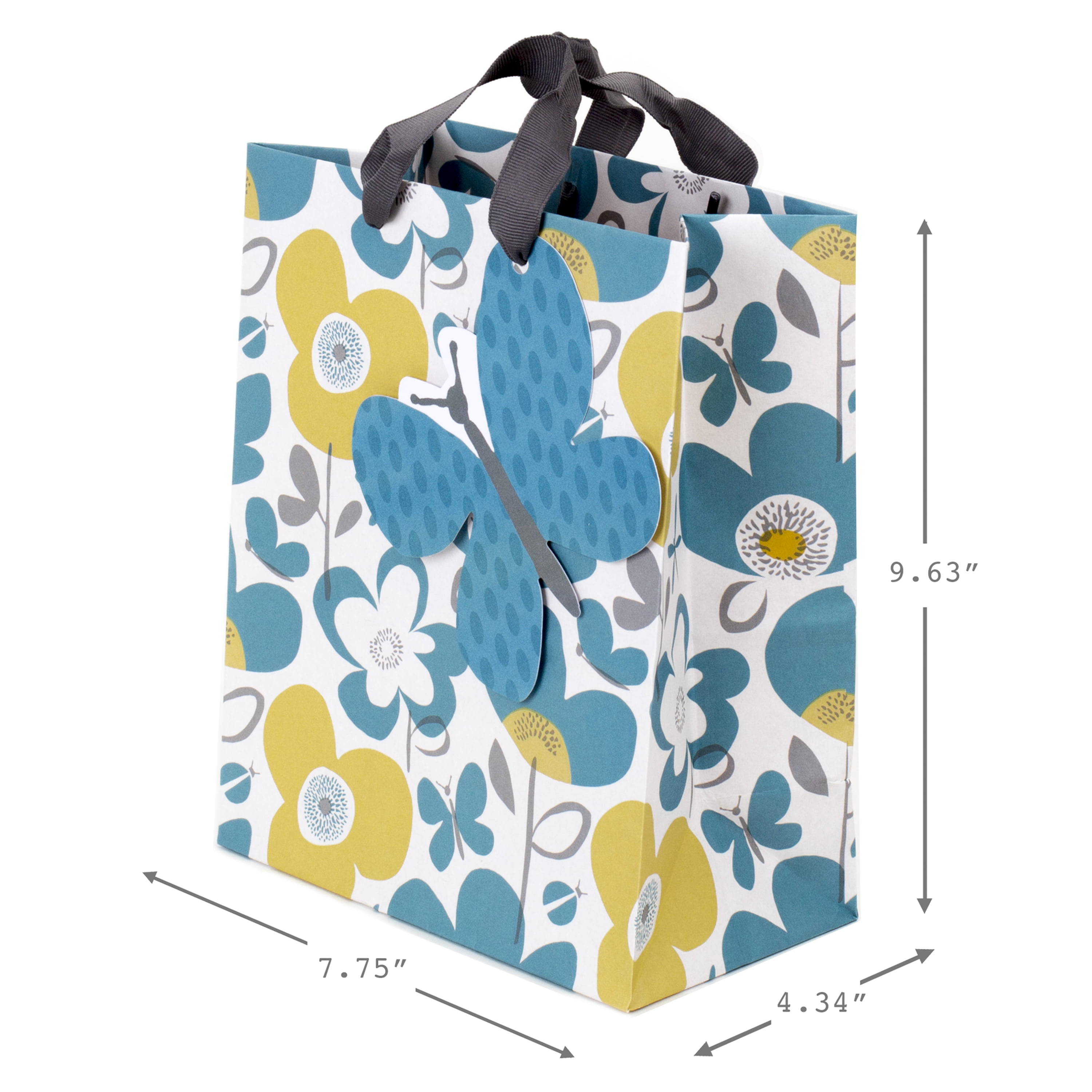 Medium Painted Floral Gift Bag with Tissue Paper; 1 Gift Bag and 6 Sheets  of Tissue Paper