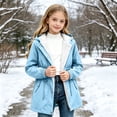 thumbnail image 5 of Puntoco Girls Long Rain Jacket Waterproof with Hood Lightweight Windbreaker Raincoat Plus Size Travel Camping Outdoor Coat Blue 10-11 Years, 5 of 9