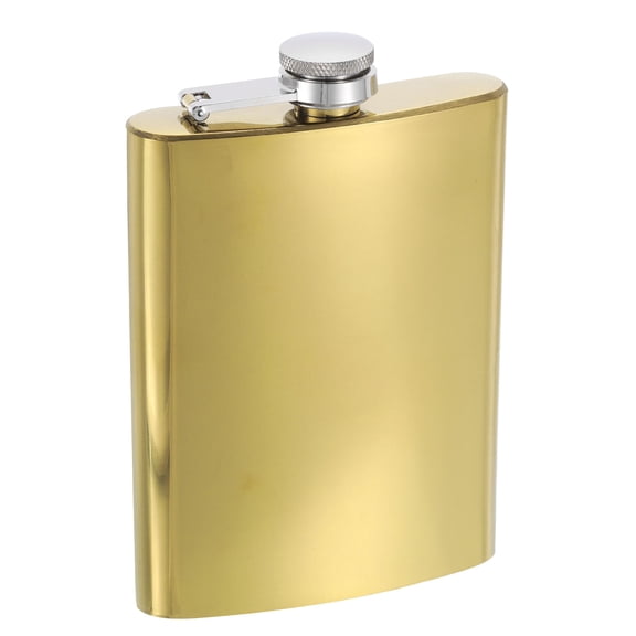 Uxcell 8oz 230ml Stainless Steel Hip Flask for Camping Hiking Outdoor Activity, Gold