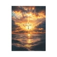 thumbnail image 2 of CozyNet A Radiant Cross Hovering Above A Serene Ocean At Sunset, Surrounded By Golden Clouds Wall Art Prints With Frame Canvas Perfect for Living Room & Bedroom, Ready to Hang, Wall Decor 12"x16", 2 of 10