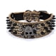 thumbnail image 1 of Yjmei Leather - Collar para perro de 3 filas con remaches de bala y tachuelas de cuero con diseño de calavera para perros medianos y grandes, color marrón dorado, 1 of 5