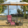 thumbnail image 3 of Alden Design 2pcs 26in Foldable Outdoor Zero Gravity Chair with Cupholder/Pillow, Burgundy, 3 of 11