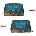 thumbnail image 3 of Easygdp Celestial Stag Cosmic Glow Leather Makeup Bag Zipper Pouch Travel Cosmetic Organizer for Women and Girls, Make up Bag with Zipper, 3 of 8