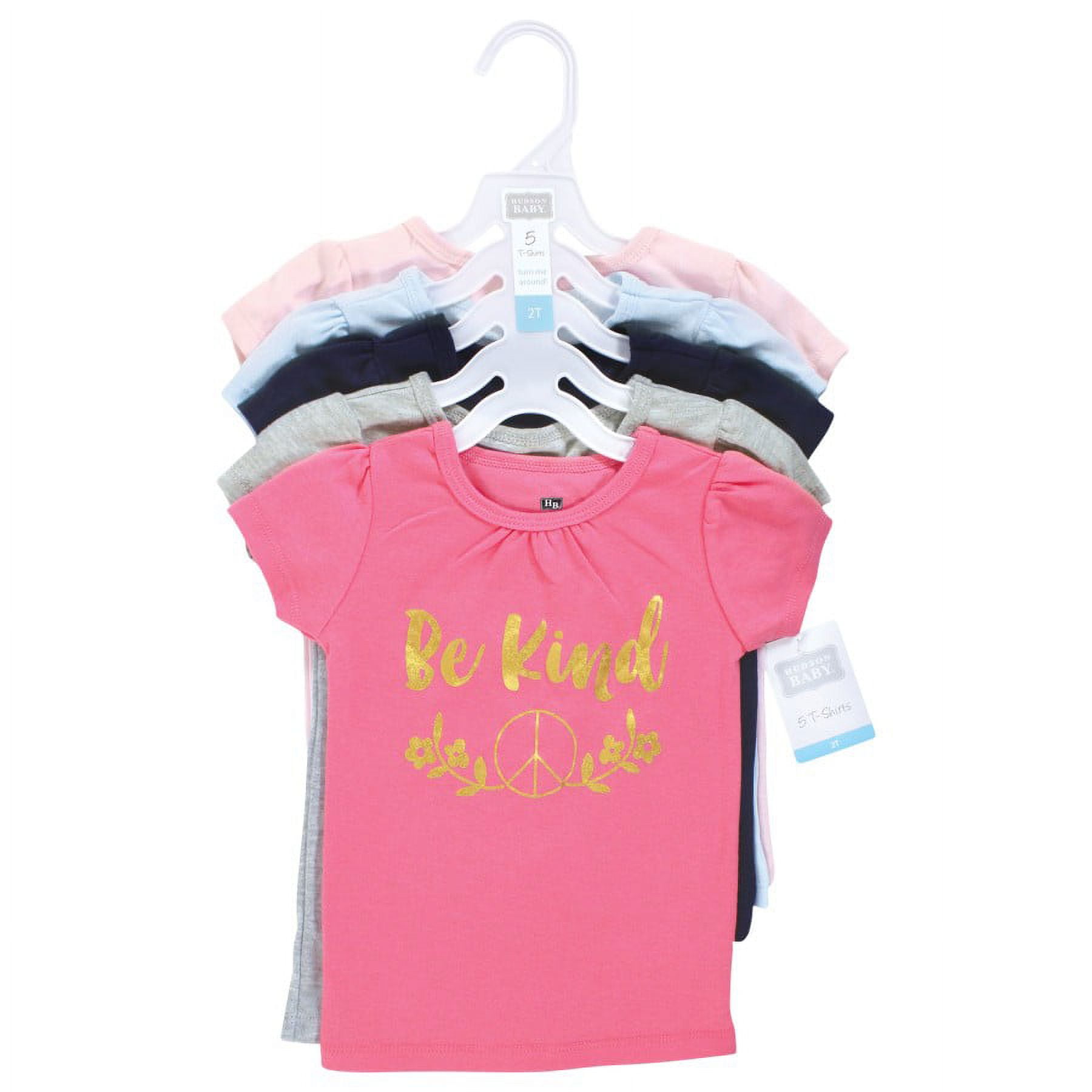 Hudson Baby Infant and Toddler Girl Short Sleeve T-Shirts, Be Kind, 12-18  Months