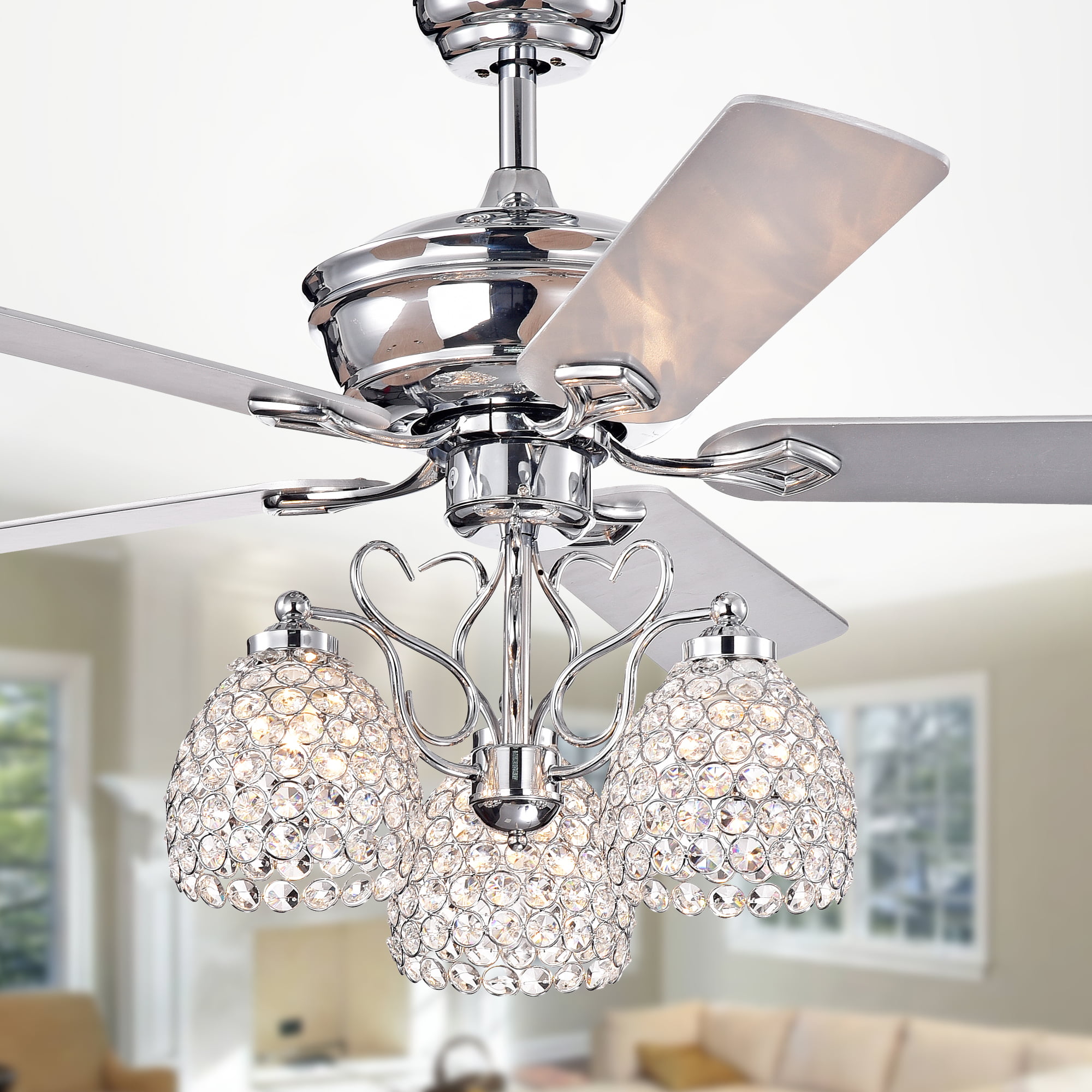 Boffen 52-inch 3-light Lighted Ceiling Fan with Crystal ...