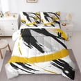 thumbnail image 1 of YST, Gradient Abstract, Comforter Set, Artistic, 7-Piece, Black Grey Yellow, Queen Size, 1 of 4