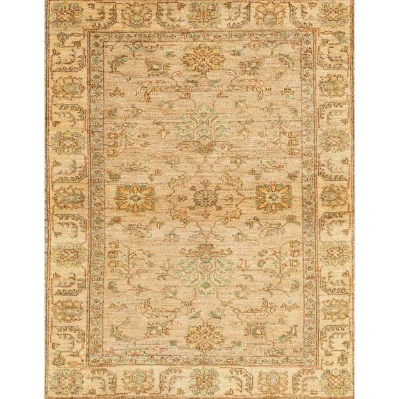 Ahgly Company Machine Washable Indoor Rectangle Abstract Chrome Gold Yellow Area Rugs, 7' x 10'