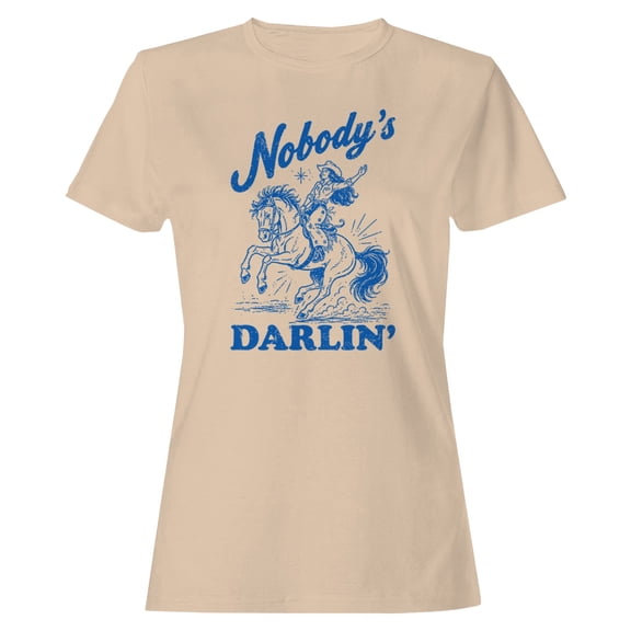 Smartprints Nobody's Darlin' Cowgirl Western Art Women's T-Shirt Natural, Cotton, S