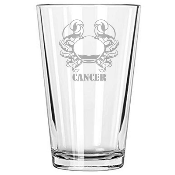 Zodiac Sign 16 oz beer glass Cancer