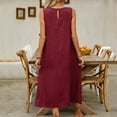 thumbnail image 6 of Meichang Womens Summer Dresses Sleeveless Crew Neck Midi Dress Casual Solid Loose Fit Beach Sundresses 2025 Long Dress with Pockets, 6 of 7
