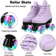 EONROACOO Kids Adult Roller Skates for Women Men, Light up Roller Sktes, Purple(Women 7.5/Men 6)