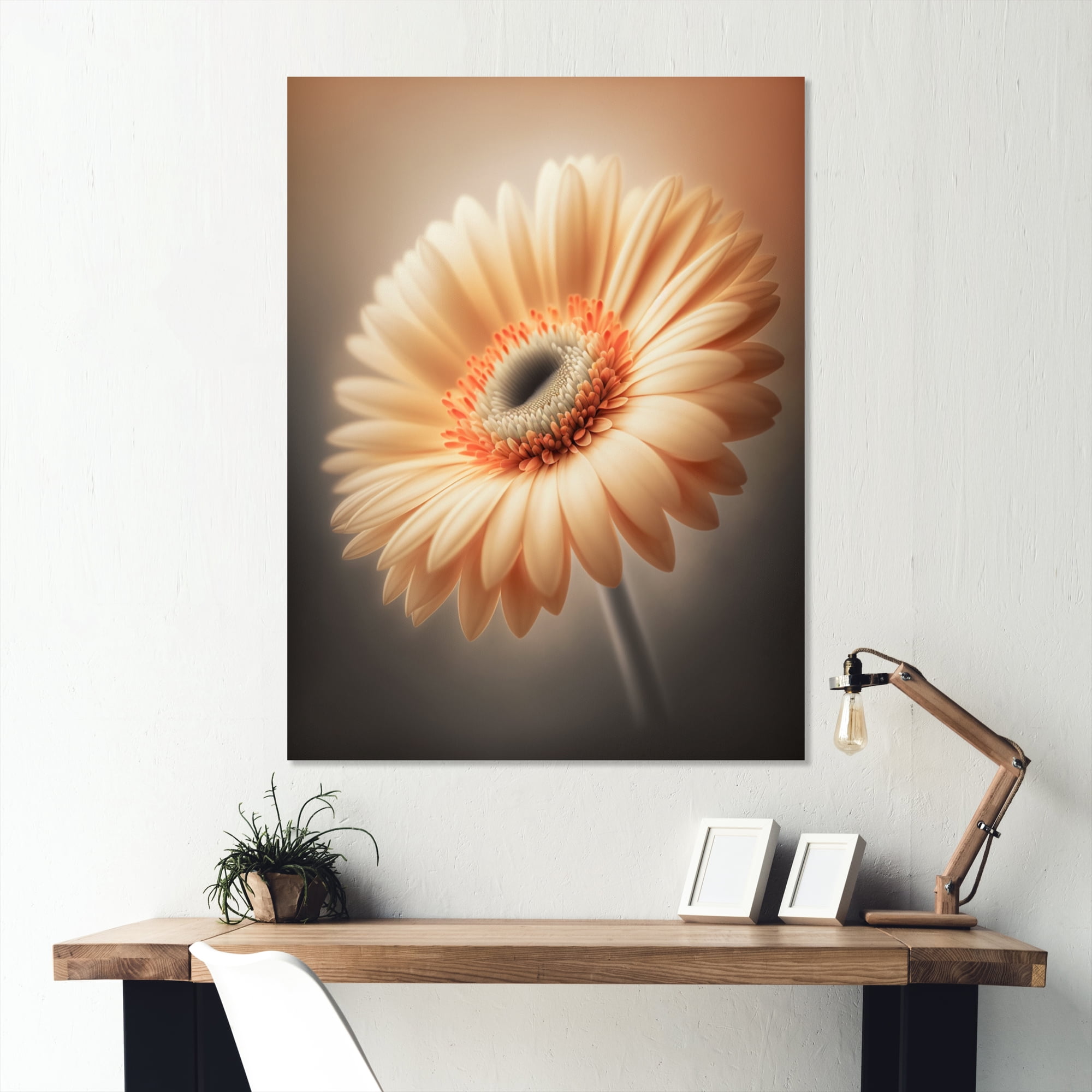 Designart Orange Gerbera Flower II Canvas Wall Art