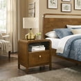 thumbnail image 3 of Roundhill Furniture Eldren Wood Nightstand with Solid Rubberwood Frame, Walnut Finish, 3 of 9