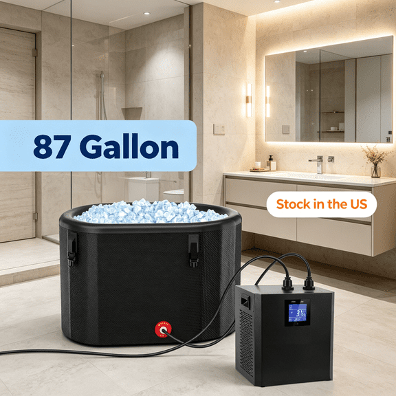 Fompes Ice Bath Water Chiller,87 Gallon Water Chiller System,Black 1/3hp Cold Plunge Tub with LED Display, Water Pump, Remote Control, Pipe,Aquarium Chiller