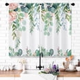 thumbnail image 5 of Pink Green Kitchen Curtains Watercolor Floral Bathroom Curtains Flower Eucalyptus Leaves Botanical Spring Plant Cafe Short Small Patterned Curtain Window Treatment Tiers Drapes 27.5x39, 5 of 5