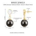 thumbnail image 4 of Rosec Jewels Tahitian Pearl Drop Earrings with Moissanite for Women - 16 Carat - AAA Grade, 18K Yellow Gold, 4 of 6