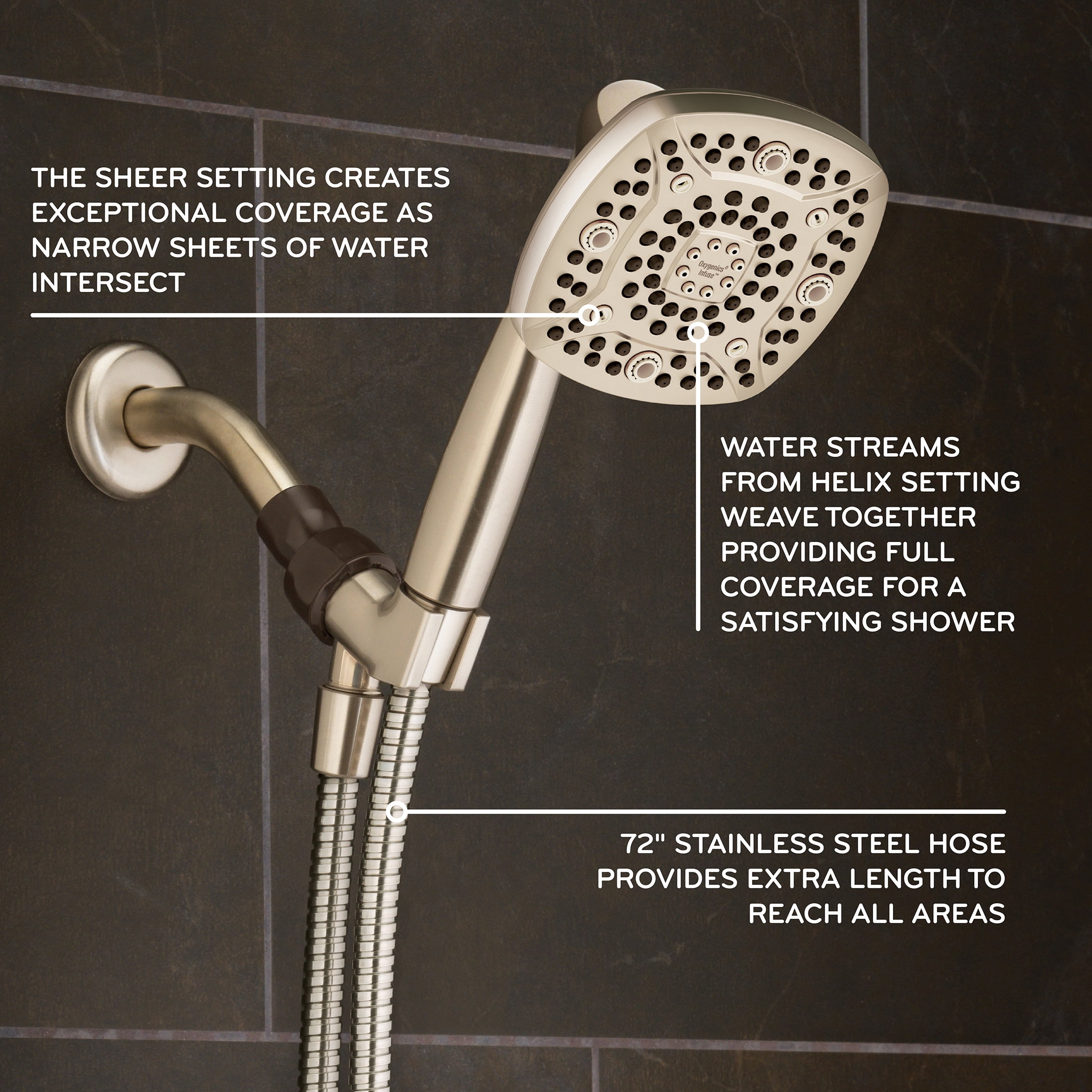 Oxygenics Infuse 7-Setting Handheld Shower Head in Brushed Nickel
