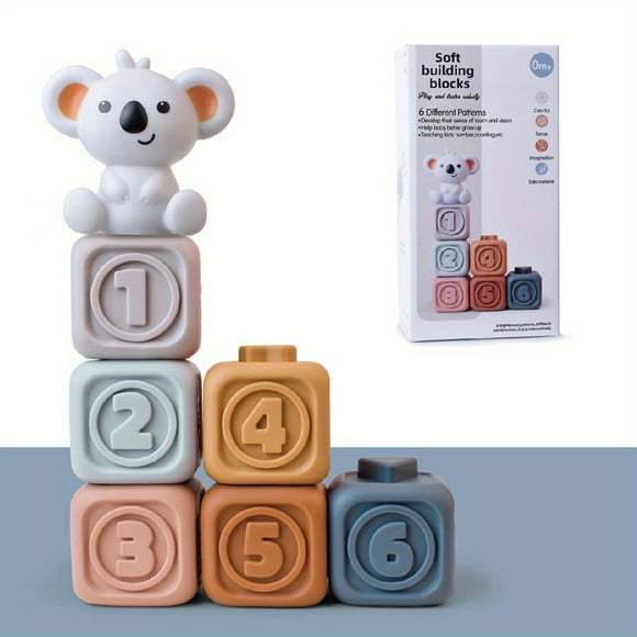 Baby Children's Soft Rubber Embossed Building Blocks Can Bite And Gnaw 6-12 Months 0 Infant Toddler 1 Year Old Early Education Educational Toys