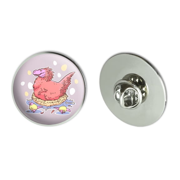 Feathered Tyrannosaurus Rex Dinosaur Nesting With Babies Metal 1.1" Tie Tack Hat Lapel Pin Pinback