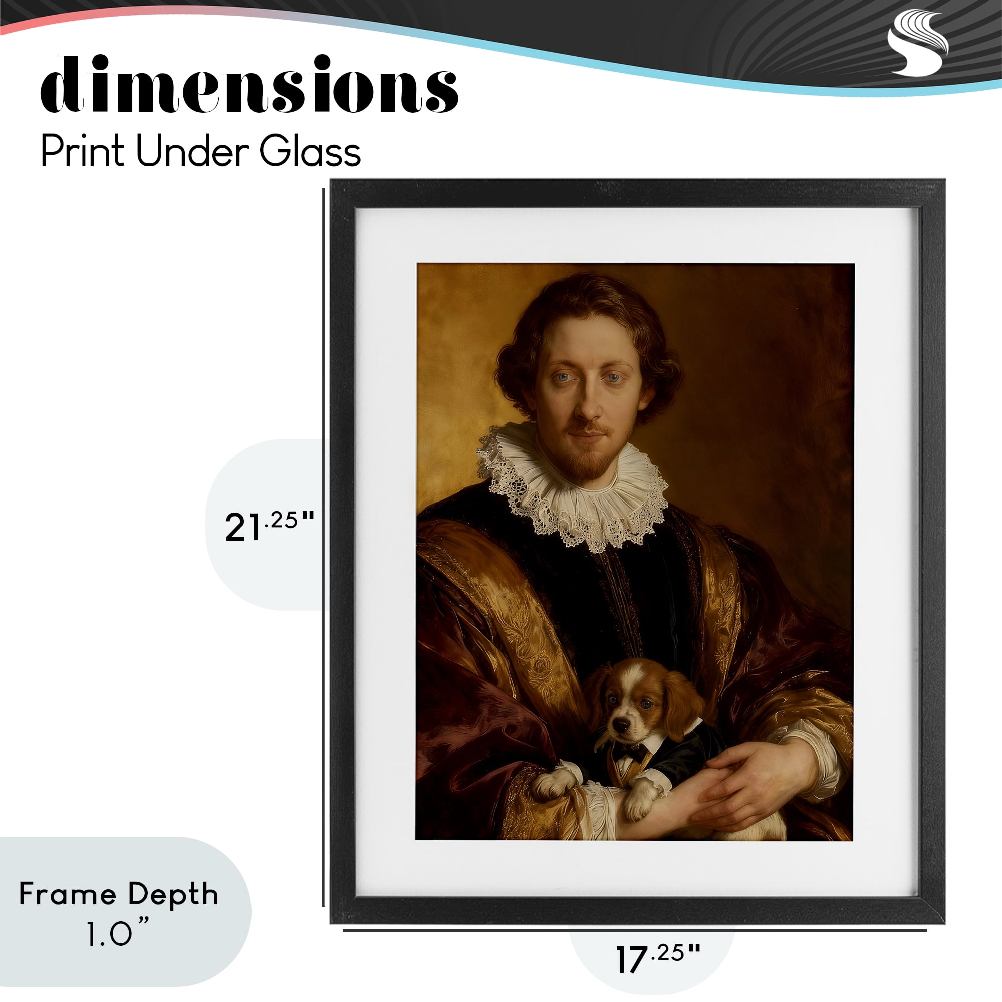 Stupell Industries Renaissance Noble with Loyal Companion Black Framed Print Under Glass, design by CAD Designs