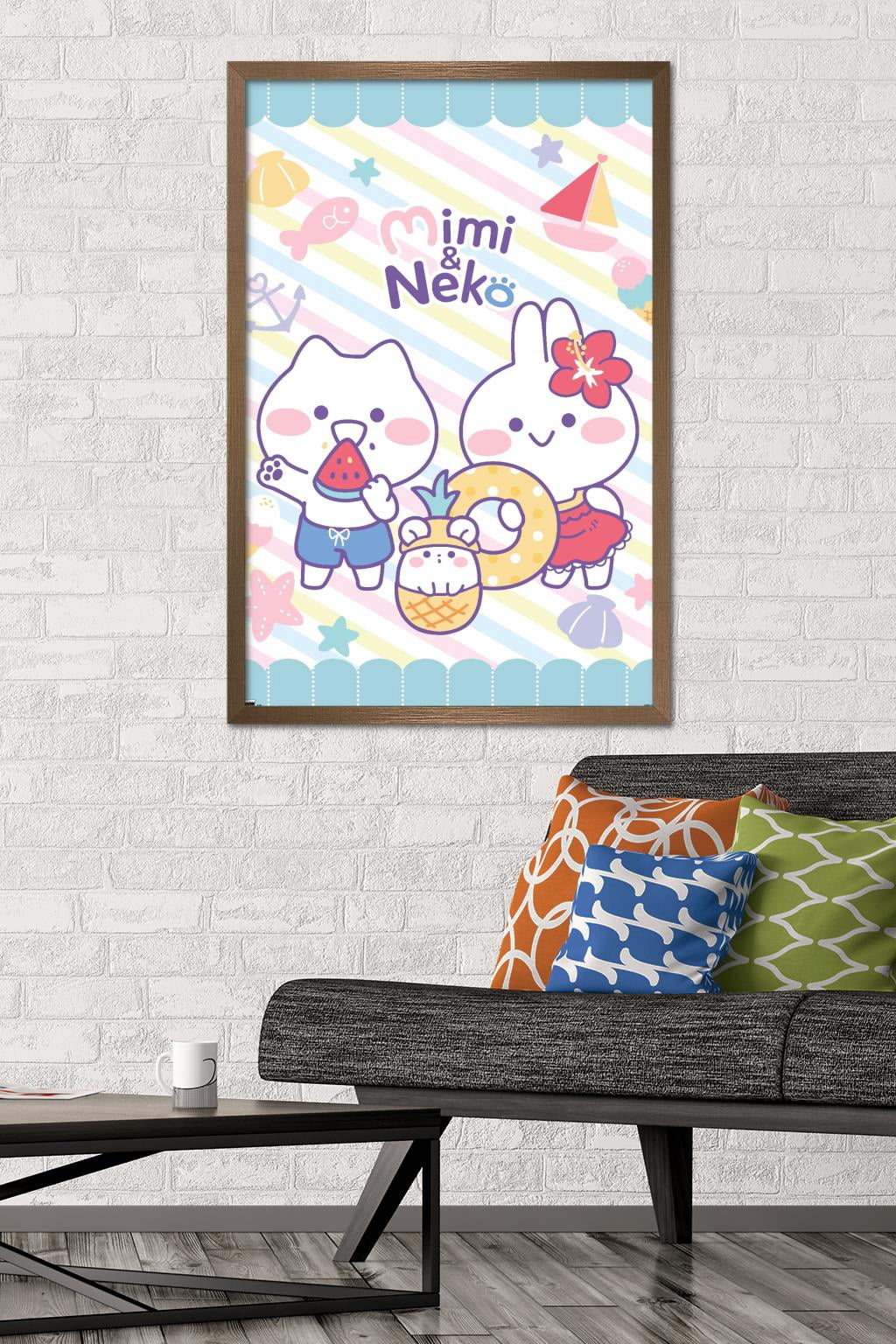 Mimi & Neko - Beach Wall Poster, 22.375" x 34" Framed