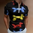thumbnail image 2 of Balloon Dogs, Black Background Men Zipper T-shirt Summer Casual Short Sleeve T-shirt Top, 2 of 7