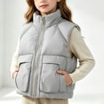 thumbnail image 2 of Atogsazn Kids Girls Full Zip Puffer Vest Childrens Casual Windproof Sleeveless Tank Tops Winter Warm Tops Gray 7-8 Years Fashion, 2 of 8