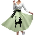 thumbnail image 4 of Robes d'Été pour Femmes, Robe Longue à Manches Courtes Col en V Mode 1950 Caniche Vert Clair m, 4 of 4