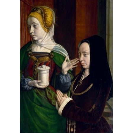- Portrait of Madeleine of Burgundy with Saint Mary Magdalene by Jean Hey oil on wood Circa 1490-1495 France Paris Musee du Louvre Poster Print