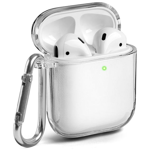 Janrevotw Airpods Case, Hard Shell Shockproof Earbud Protector With Keychain Kit For Apple Airpods 1 & 2 (Clear)