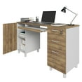 thumbnail image 6 of Modern Design Venice Computer Desk Great for Home Office Desk by Crafts and Comfort - 3 Drawers and CPU Storage Cabinet - Laptop Workstation with Keyboard Tray and Cable Hole - Walnut / White, 6 of 8