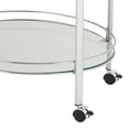 thumbnail image 5 of Studio 55D Carli Modern Chrome Steel Oval 2-Tier Serving Bar Cart 26" x 18 1/4" Silver Rolling Clear Glass Shelves for Living Room, 5 of 8