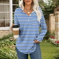 thumbnail image 2 of Ashirexll Womens Long Sleeve Shirts Casual Winter Tops Striped Button Down V-Neck Pullover Blouse Loose, 2 of 7